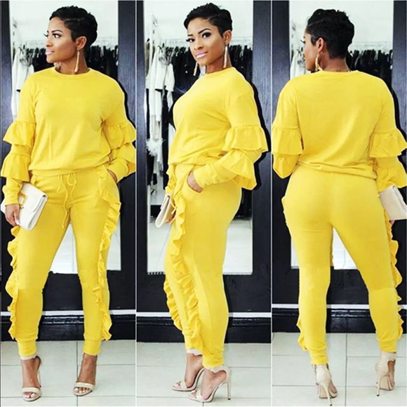 ruffle jogging suit